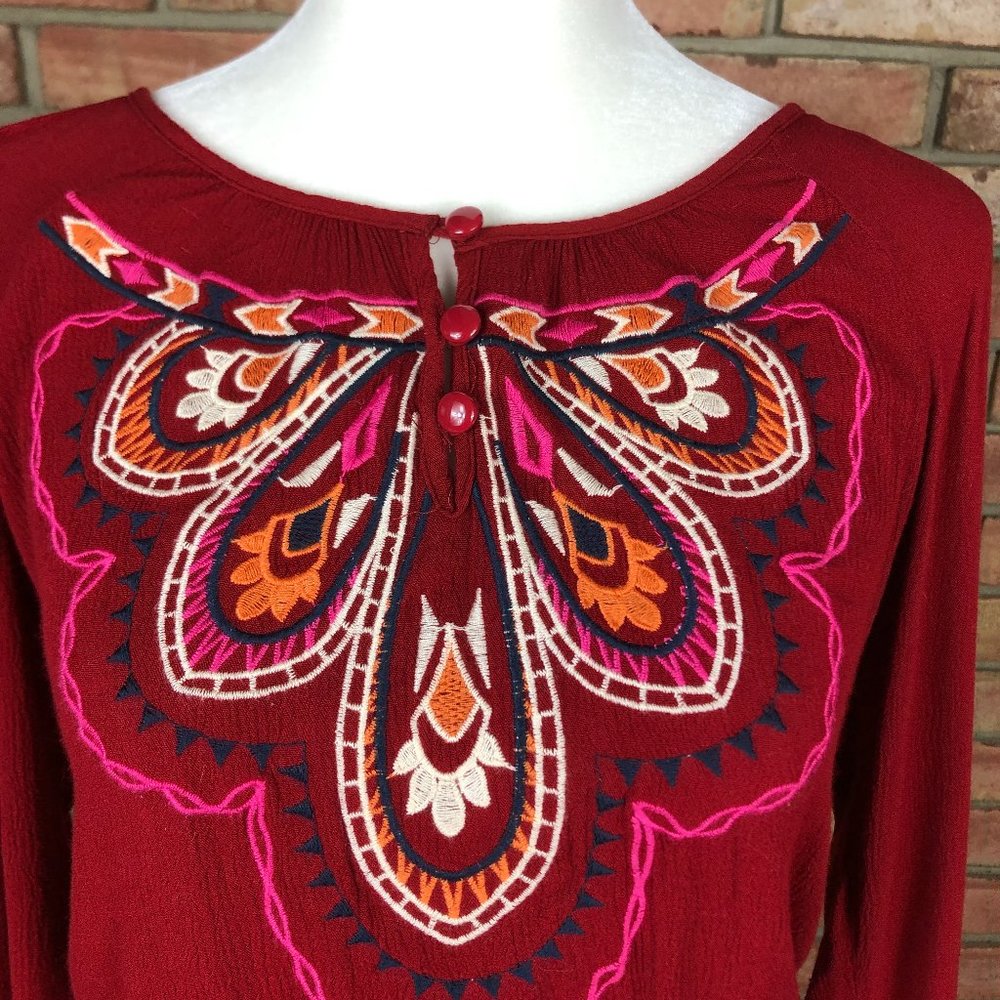 Flying Tomato Red Boho Long-Sleeve Mini Dress - Picture 4 of 8